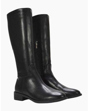XY London Ladies Lucia Knee-High Low Block Heel Riding Boots - Black