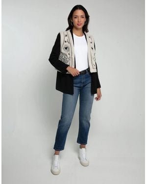 Nooki Design Free Bird Embroidered Faux Shearling Gilet Cream - Blue