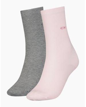 Calvin Klein 2-Pack Classic Embroidered Logo Socks - Grey