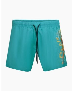 Philipp Plein Pin Up Logo Beach Shorts - Blue