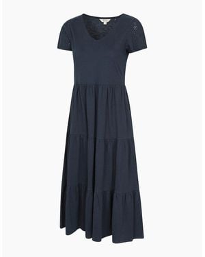Mountain Warehouse Ladies Malaga Tiered Broderie Sleeve Dress - Blue