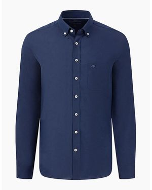 Fynch-Hatton Fynch-Hatton Oxford Long Sleeve Shirt - Blue