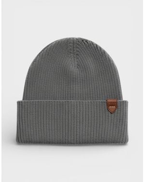 COACH Logo Rib Knit Beanie Charcoal - Grey