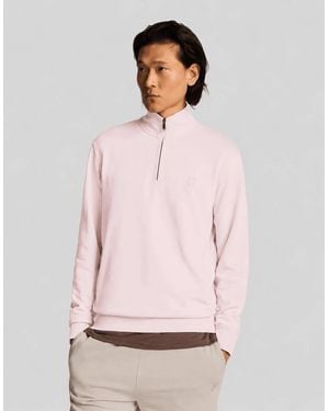 Lyle & Scott Superfine Cotton 1/4 Zip Sweatshirt - Pink