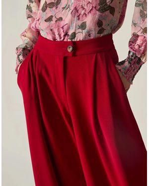 James Lakeland Wide Leg Suit Trousers - Red