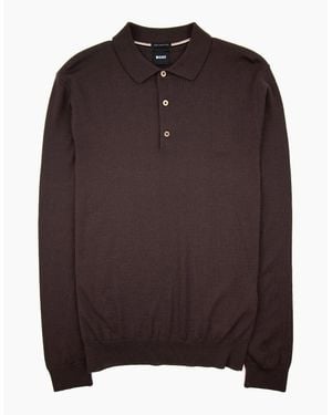 BOSS Bono-L Embroidered Logo Knitted Polo 210 - Brown