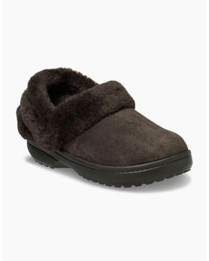 Crocs™ Unfurgettable Vegan Suede Polyester Espresso Clogs - Black