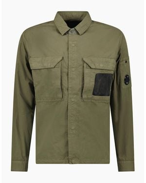 C.P. Company Organic Gabardine Lens Overshirt Khaki - Green