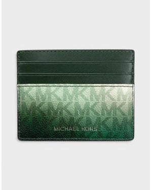 Michael Kors Logo Tall Card Case Cooper Moss Multi - Green
