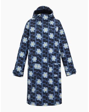 Regatta Ladies Orla Kiely Floral Long Length Waterproof Jacket - Blue