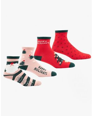 Vero Moda Joules Snowflake Cotton 4 Pack Socks - White