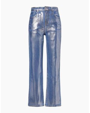 Amy Lynn Soho Metallic Patterned Five Pocket Trousers - Blue