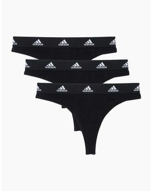adidas 3 Pack Active Comfort Cotton Thong - Black