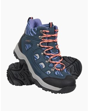 Mountain Warehouse Ladies Adventurer Leopard Print Faux Suede Waterproof Walking Boots - Blue