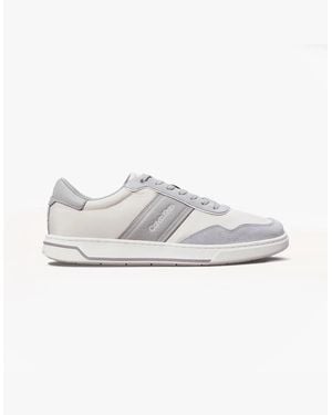 Calvin Klein Low Top Lace Up Mix Trainers Light/Granite Road - White