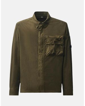 C.P. Company Gabardine Hidden Zip Shirt - Green