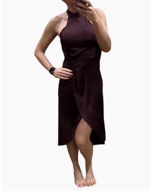 Ted Baker Ld99 Wmd-Betyel Halter Neck Dress With Twist Waist Wine Party Tops New - Red