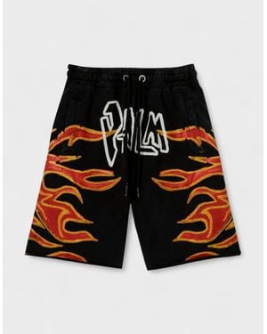 Palm Angels Graffiti Flames Sweatshorts - Black