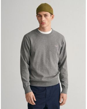 GANT Classic Cotton Crew Neck Jumper - Grey