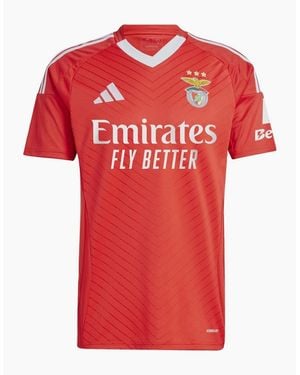 adidas Text Graphic V-Neck Short Sleeve Jersey T-Shirt - Red