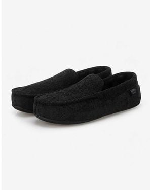Totes Isotoner Soft Cord Moccasin Slipper Moccasins - Black