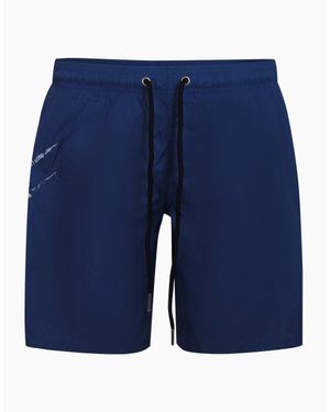 Philipp Plein Plein Sport Scratch Logo Long Swim Shorts - Blue