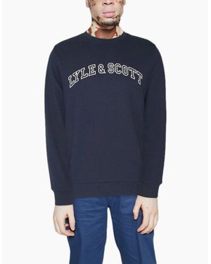 Lyle & Scott Lyle & Scott Sweatshirts Crew Neck Knitted Winter Pullover Sweat Jumper New - Blue