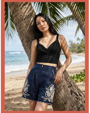 Nooki Design Petra Embroidered Cutout Shorts - Black