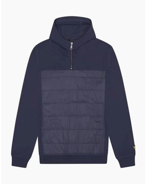 Lyle & Scott Lyle & Scott Hybrid Panelled Interlock Night Hoodie - Blue