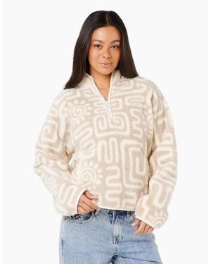 Rip Curl Rip Curl Sunset Luau Polar Patterned Half Zip Fleece - White