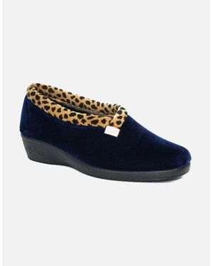 Lunar Paloma Ocelot Trim Slipper Kla005 - Blue
