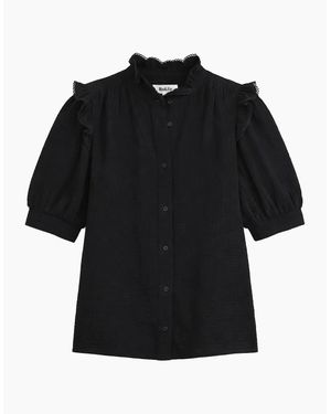 Ro&zo Cheesecloth Frill Short Sleeve Shirt - Black