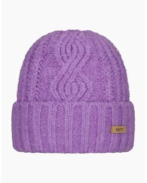 Barts Farrah Cable Knit Fleece Lined Beanie Hat - Purple