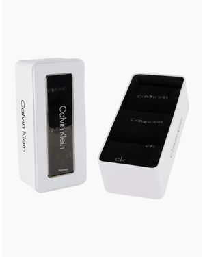 Calvin Klein 3-Pack Allover Logo Socks Gift Tin - Black