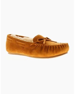 Strollers Moccasin Slippers Faux Fur Matilda Tan Uk Size - Orange