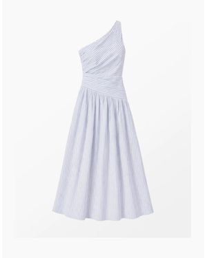Ro&zo And Stripe Cotton One Shoulder Dress - White
