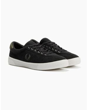 Fred Perry Tennis Shoe Suede Anchor Trainers - Black
