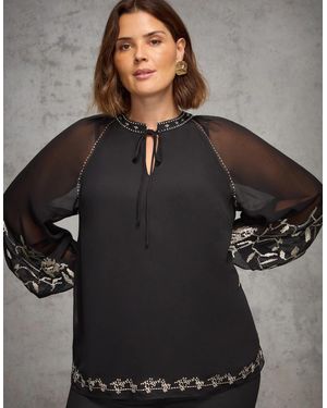 Live Unlimited London Blouse With Embellishment - Black