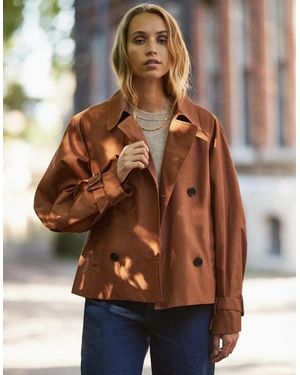 Ro&zo Rust Cropped Cotton Voluminous Sleeve Trench - Brown