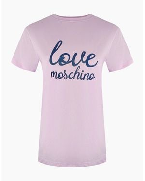 Love Moschino Cursive Logo T-Shirt - Pink
