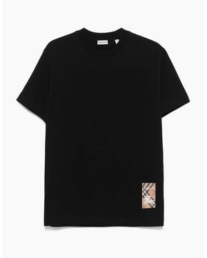 Burberry Check-Logo Patch Cotton T-Shirt - Black