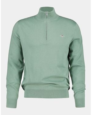 GANT Classic Cotton Shield Logo Half Zip Jumper - Green
