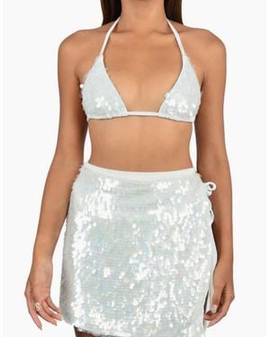 Oceanus Sienna Luxe Sequin Embroidery Sarong - Blue