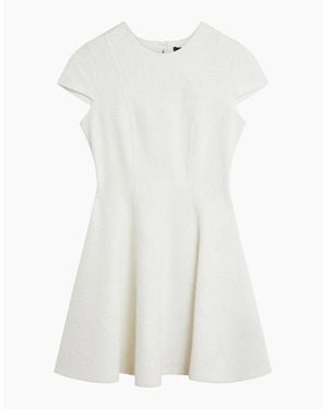 Ted Baker Codaa Embroidered Ponte Mini Ivory Skater Dress - White