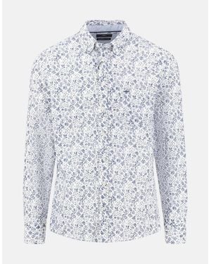 Fynch-Hatton All-Over Floral Print Button Down Shirt Horizon - White