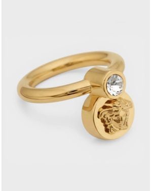 Versace Medusa Head Ring Metal Strass - Metallic