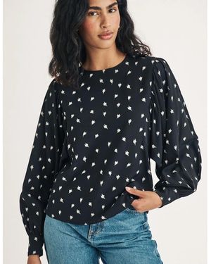 Nobody's Child Regular Fit Crew Neck Long Sleeve Blouse - Blue