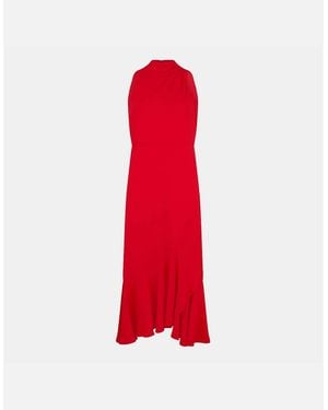 Ted Baker Woven Halter Neck Midi A-Line Dress - Red