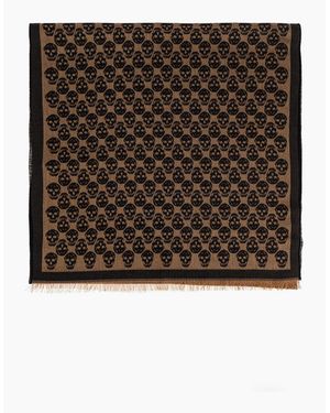 McQueen Skull Monogram Scarf - Brown