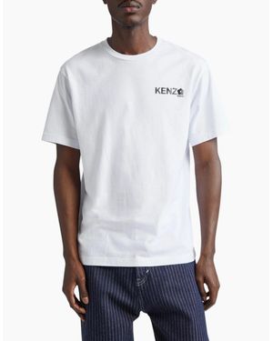 KENZO T Shirts Boke Flower 2.0 Graphic Print Cotton Crew Neck Short Sleeve - White